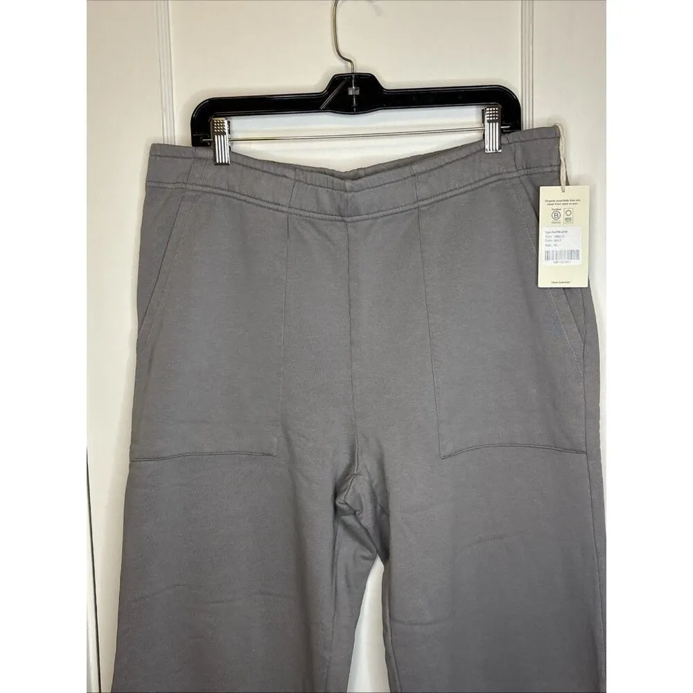 Mate The Label Organic Fleece Wide Leg Pant Heather Basalt X-Large MSRP $138 - Image 2