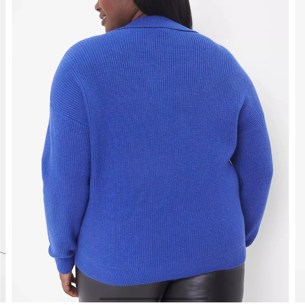 Lane Bryant NWOT  Size 22 / 24 Classic Half-Zip Ribbed Pullover Sweater Blue - Image 2