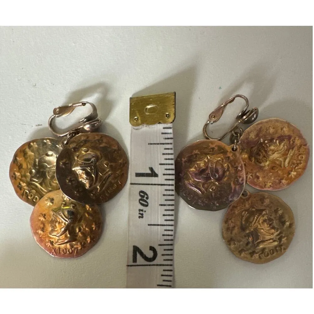 Vintage Dangling Coin X1007 Clip on Earrings - Image 7