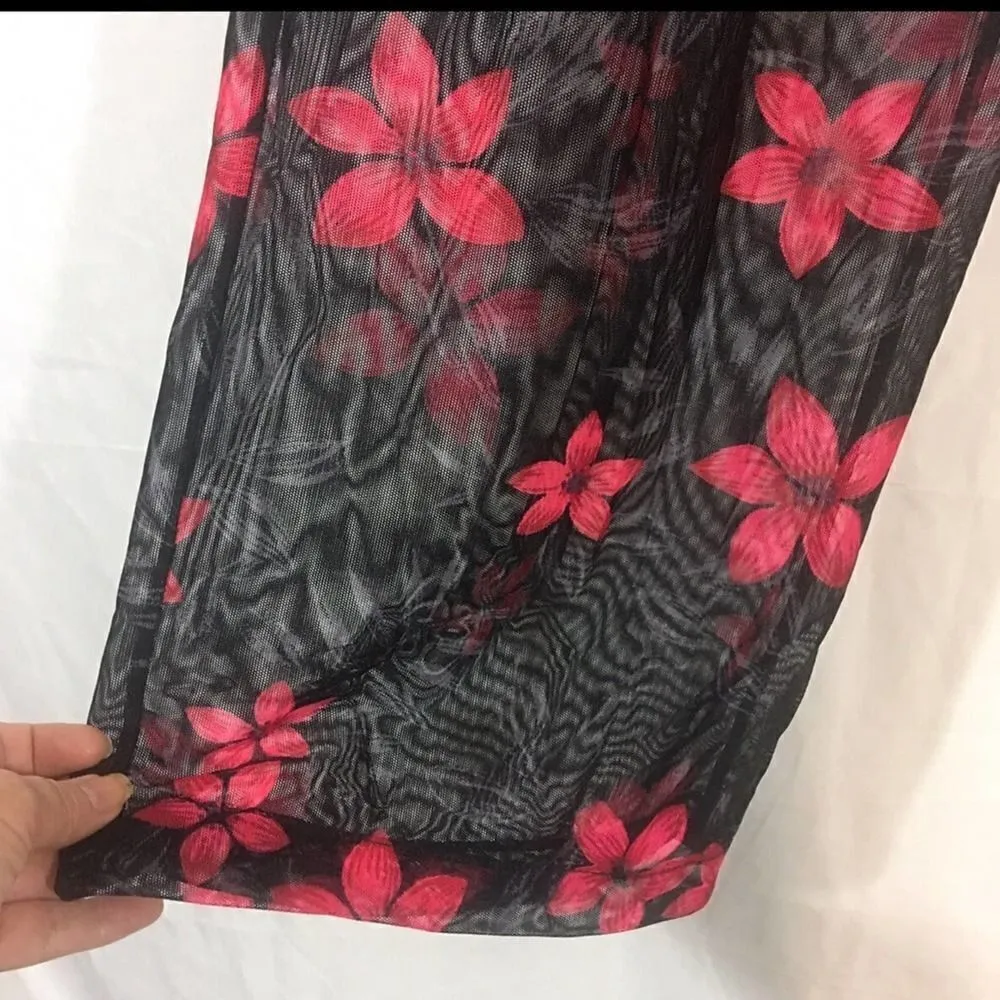 Carol Wior Floral Sheer Swimsuit coverup Pants Size L/XL Black - Image 3