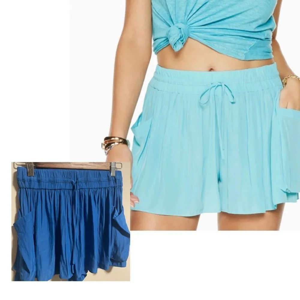 Ramy Brook Austin Blue Shorts Pleated Slinky Weave- Size XS - Image 2