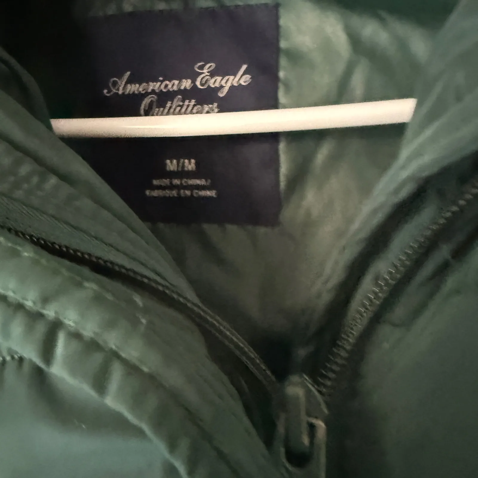 American Eagle Outfitters Puffer Coat Hooded Faux Fur Lined Green Women's M - Image 9