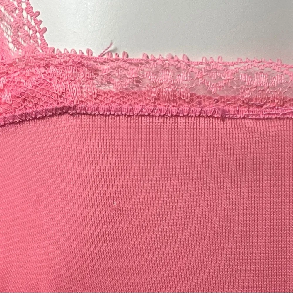 Vintage 70s Pink Coquette Chemise Slip Dress Nightgown. Small. Lace Ruffles Bow - Image 11