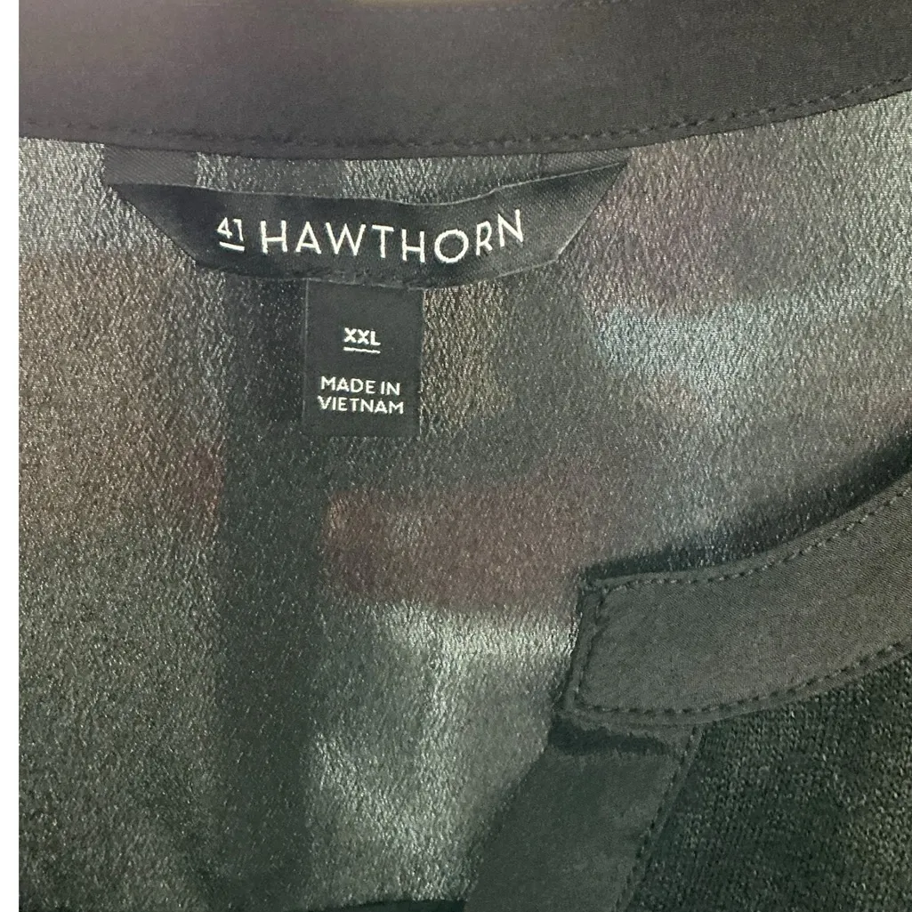 41 Hawthorn Charcoal Split Neck Blouse Black Size XXL - Image 5