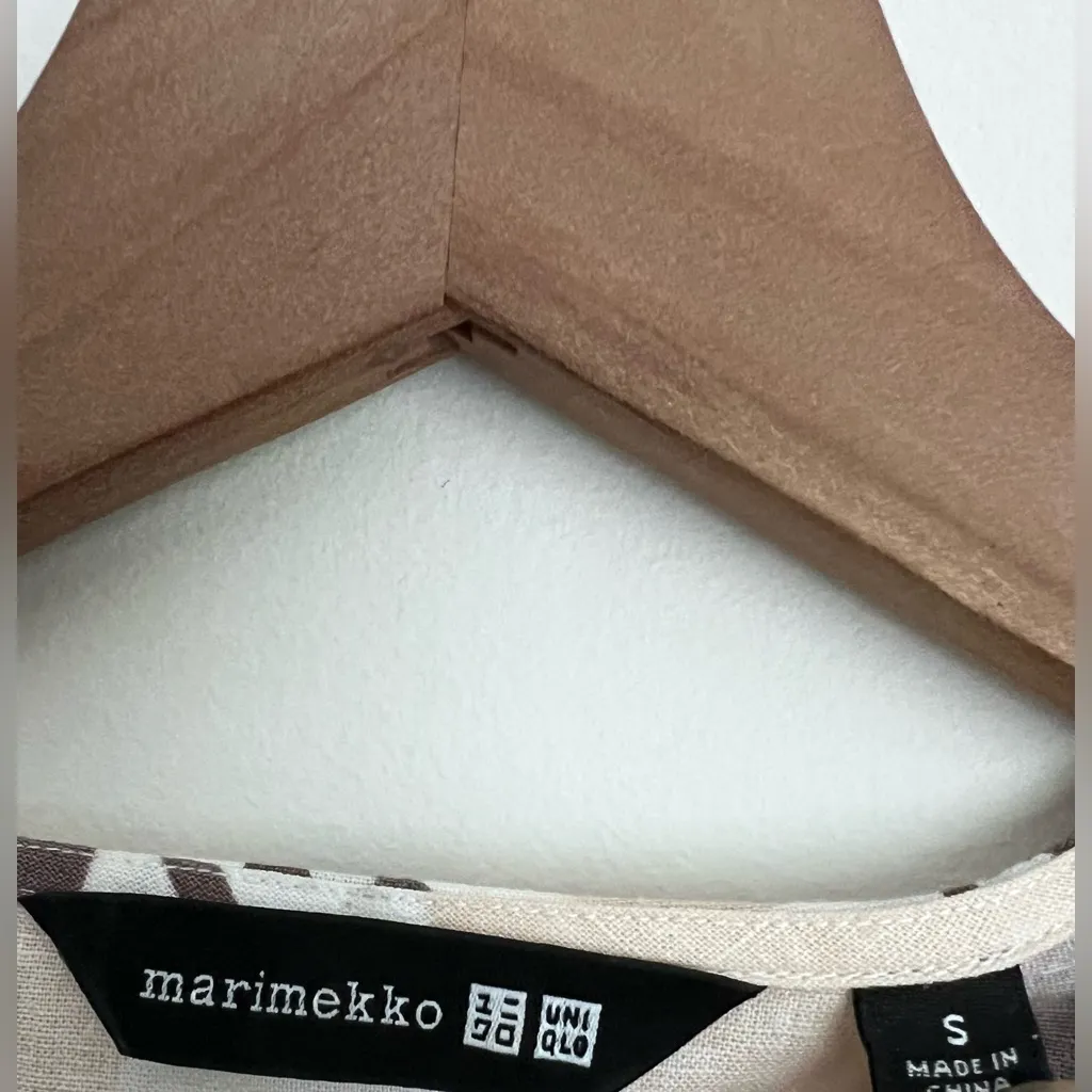 Uniqlo X Marimekko brown Floral Linen Blend Kaftan Midi Dress sz S - Image 4