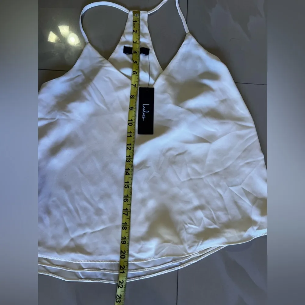 Lulus | Chic Disposition Ivory T-Back Cami Top M Lightweight Summer Tank Beige - Image 8