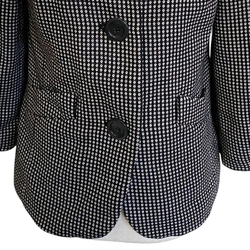 Ann Taylor Black White Dot Suit Blazer 3 Button Puff‎ Sleeve Jacket - 4 - Image 4