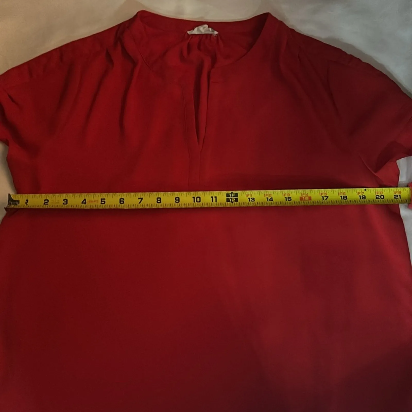 Pleione Red V-Neck Short Sleeve Blouse M Cherry Girl Holiday Corporate Siren - Image 6