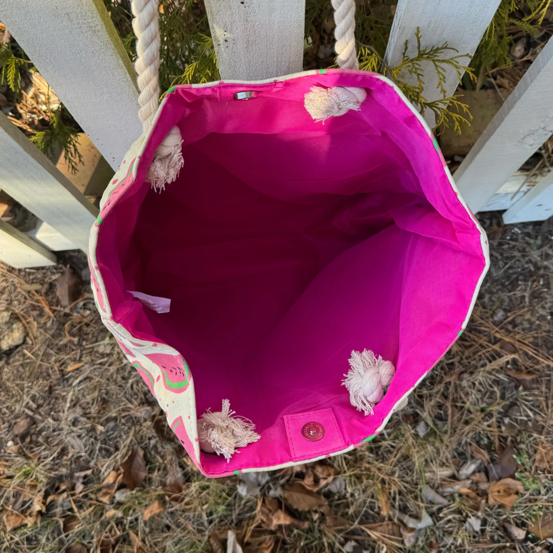 Watermelon Print Tote Bag Pink - Image 2