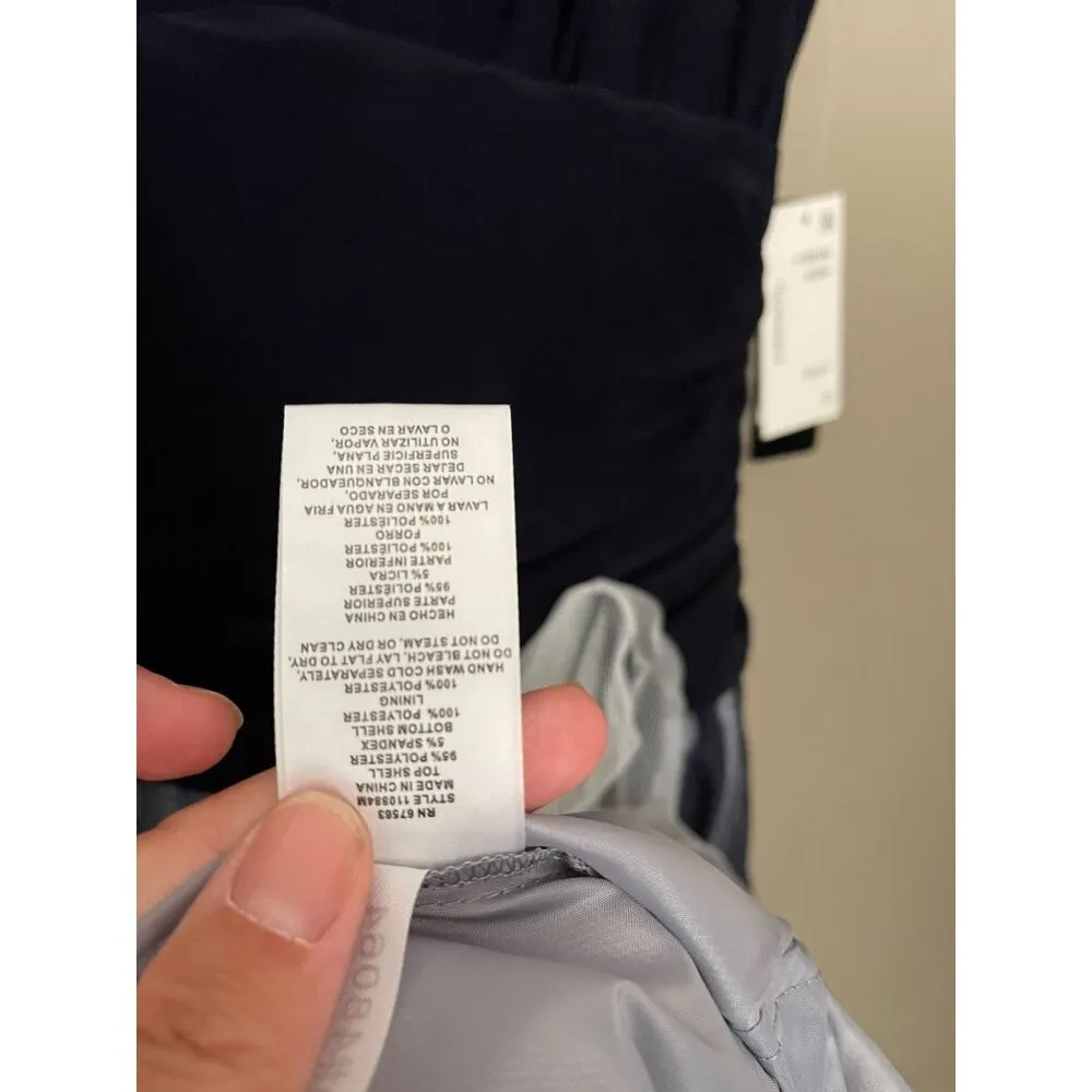 SLNY Missy Blue Fit & Flare Cocktail Party Dress Sleeveless Navy Size 6 Stretch - Image 9