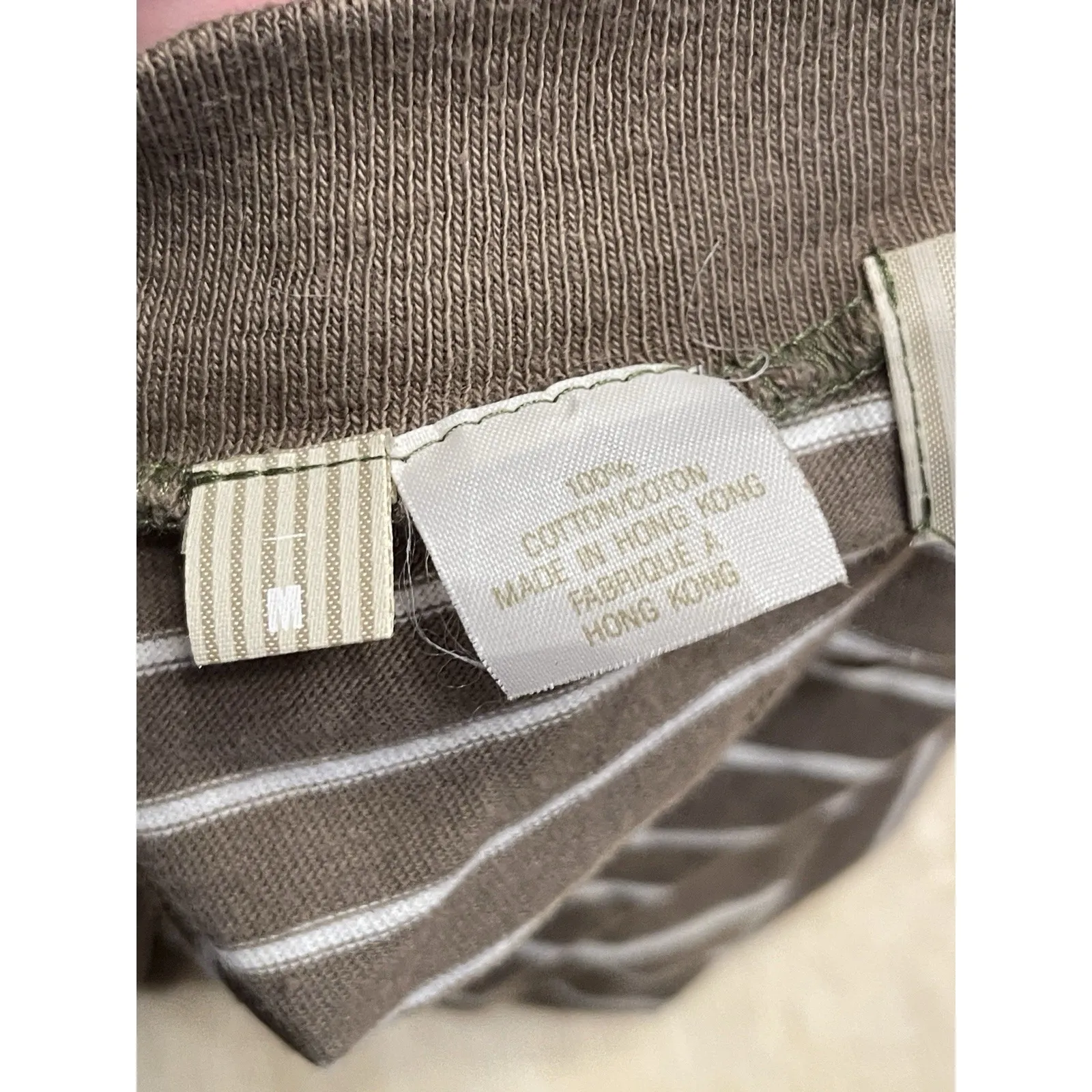 Vintage Mexx Cropped Short Sleeve Cardigan Women Medium Stripe Olive Green White - Image 6