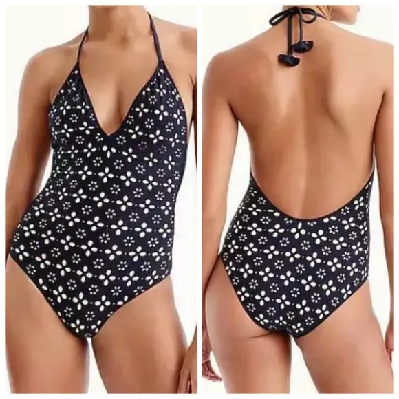 J. Crew Eyelet Halter One-Piece Swimsuit - Image 2