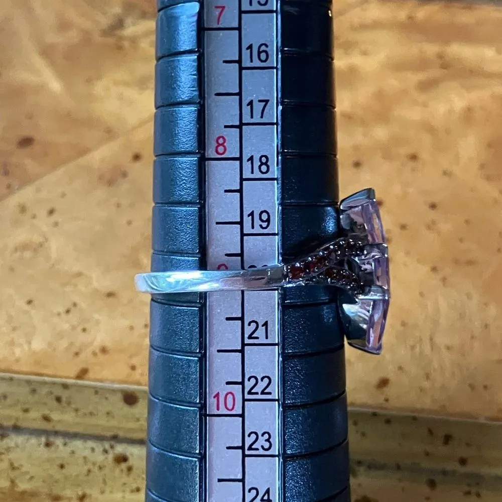 Moroccan Amethyst Red Garnet Sterling Silver Ring Size 9 - Image 8