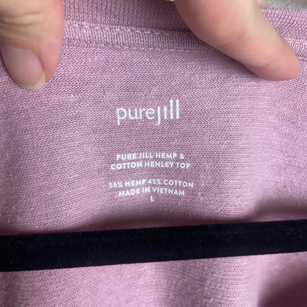 J Jill Pure Jill Size L Hemp and Cotton Henely Top Dusty Pink Casual Tee Shirt - Image 7