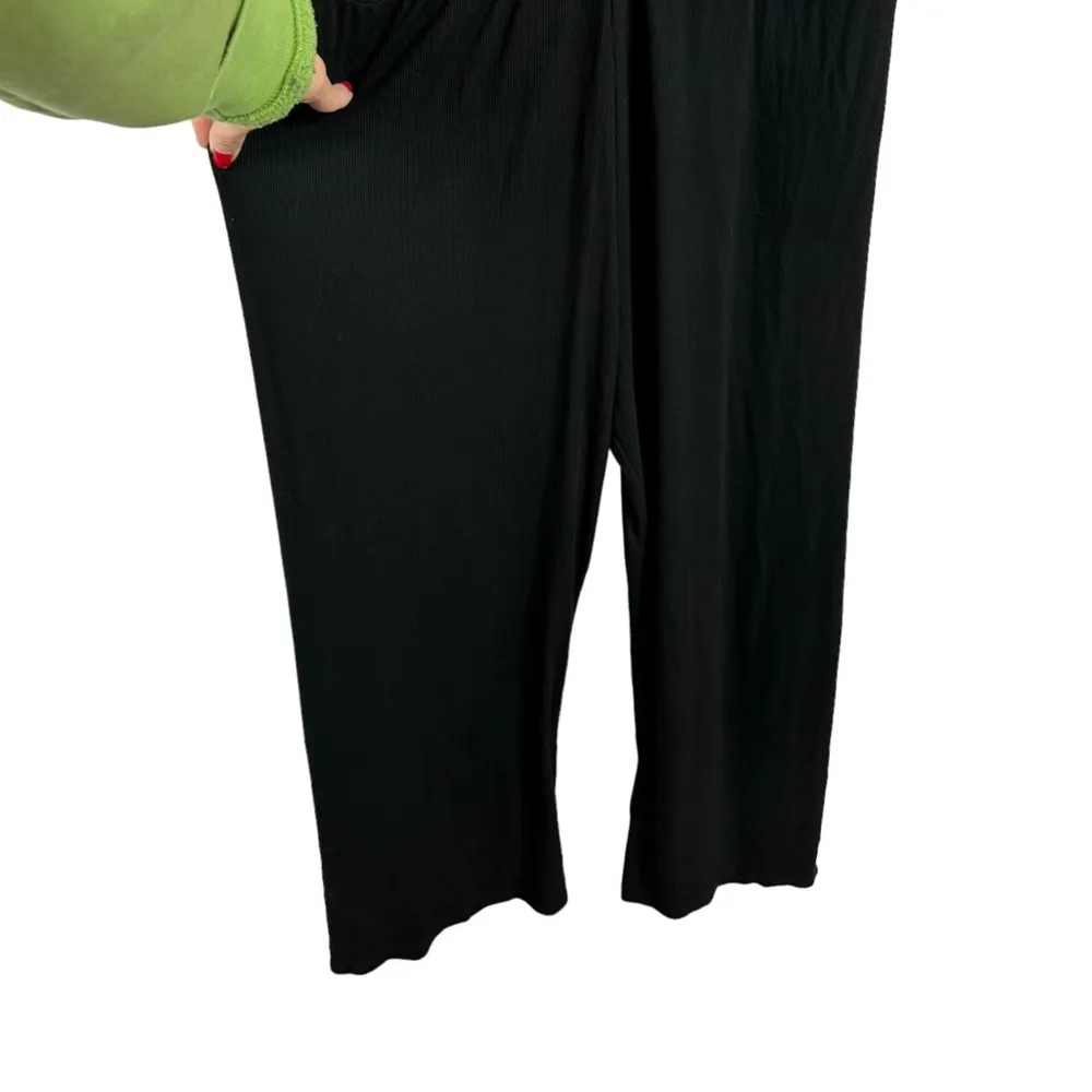 LNA Kalaya Ribbed Knit Black Long Sleeve Bodycon Lace Up Front Jumpsuit Size 1X - Image 14