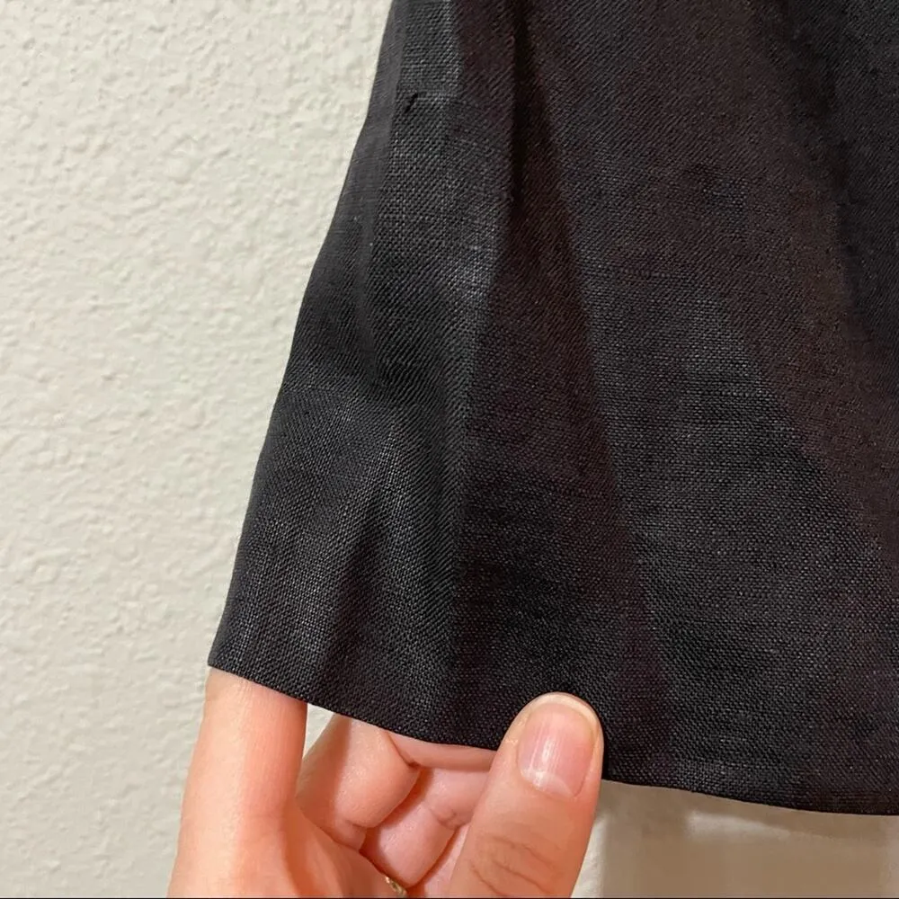 J McLaughlin Black Linen Short Pencil Skirt Womens 8 Modest Preppy Academia - Image 7