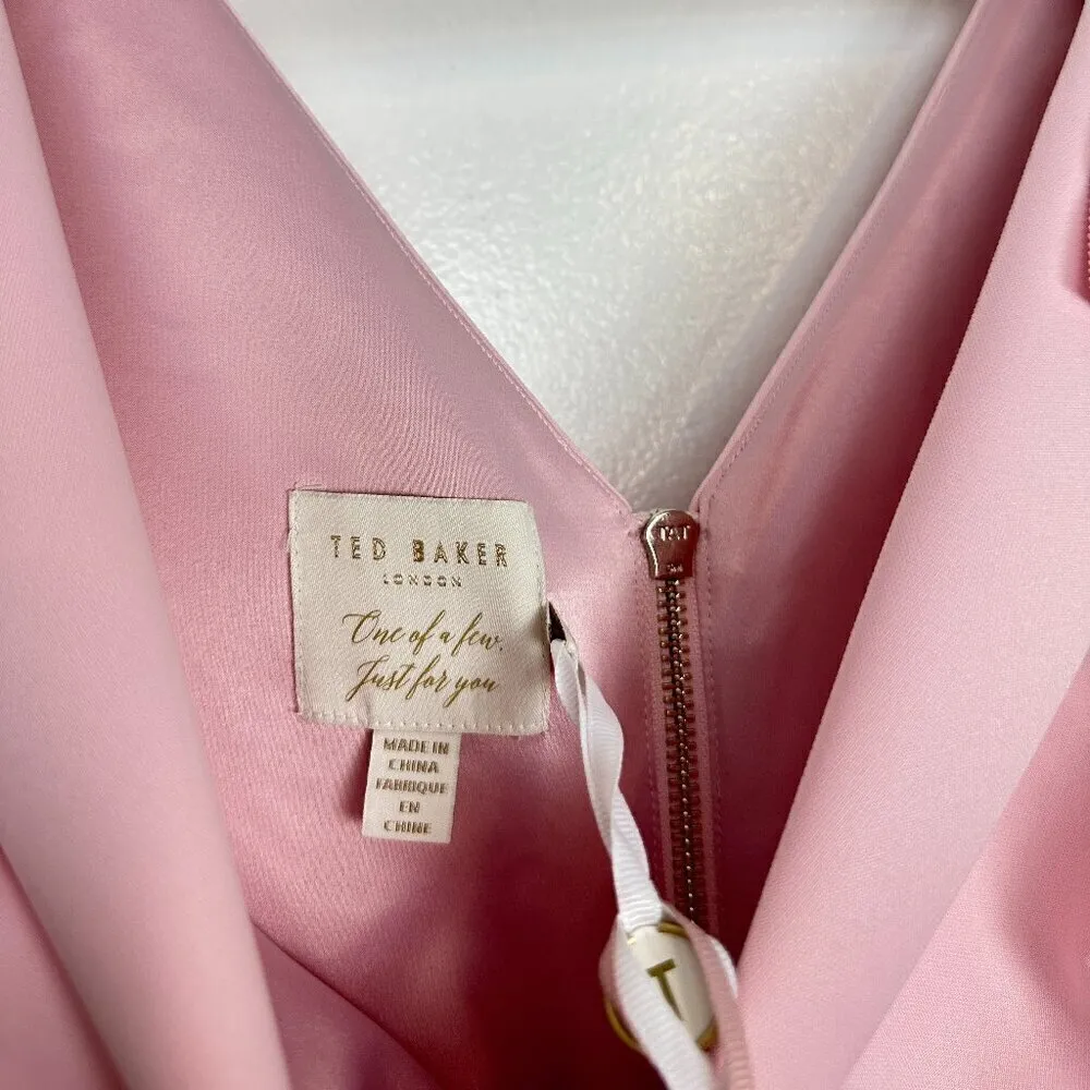 TED BAKER London Belliah Bow Shoulder Body-Con Dress in Dusky Pink Size US 2 NWT - Image 6