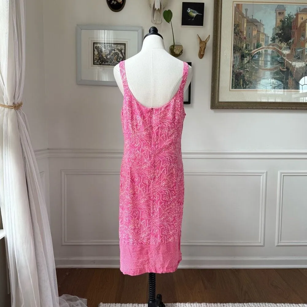 Blue Ginger Lightweight Airy Pink Print Rayon Hawaiian Sun Dress $100 L Size L - Image 6