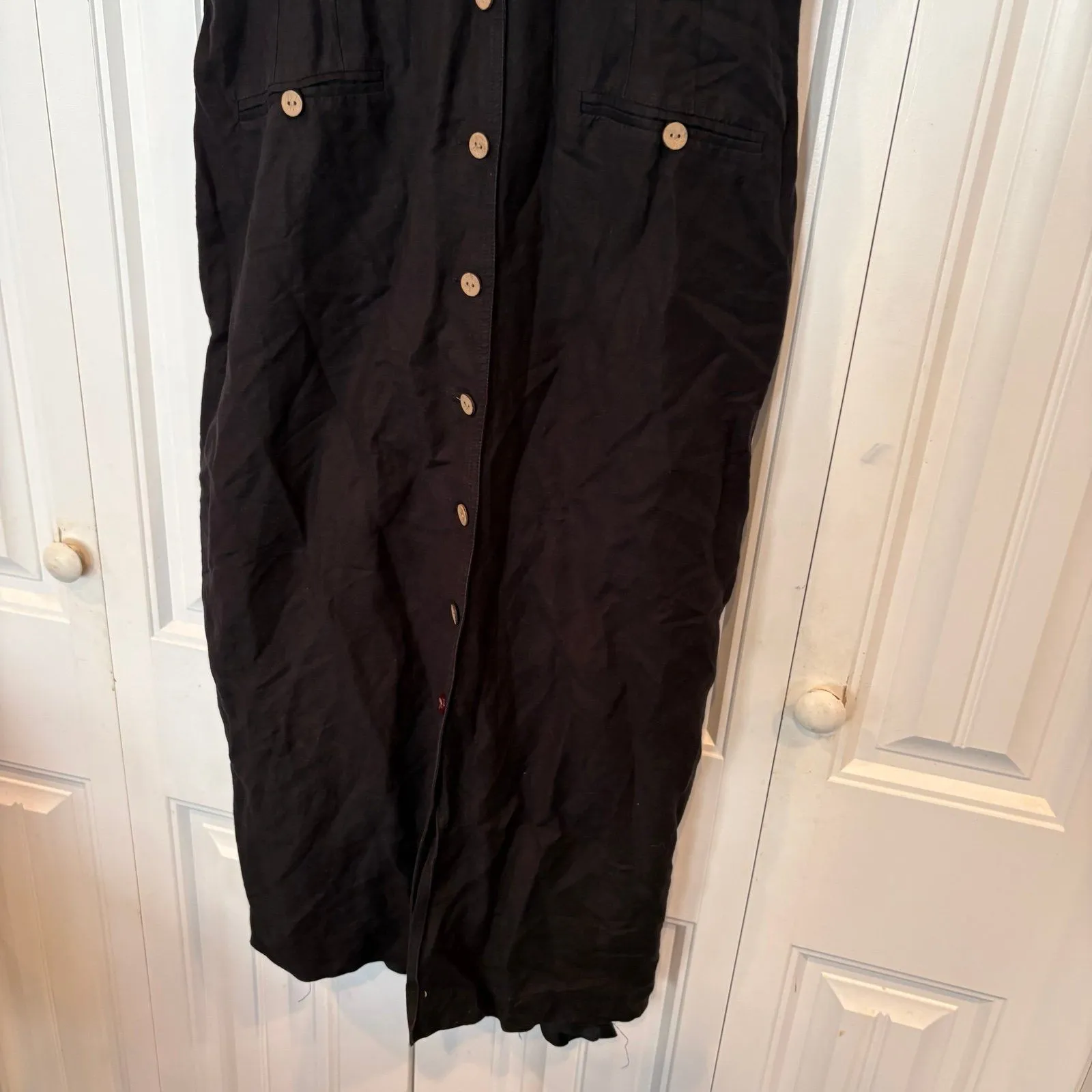 Positive Attitude Black Button Up‎ Front Midi Dress Size 12 - Image 4
