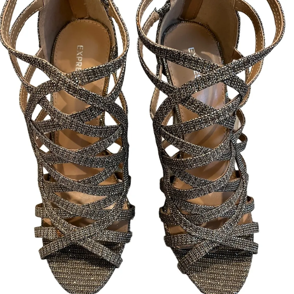 Express Metallic Strappy Stiletto Heels, Sz 8 - Image 5