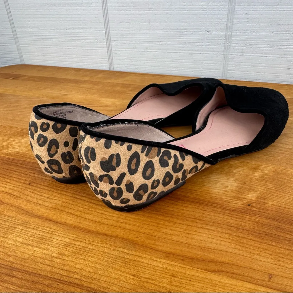 Betsy Johnson Cocoh Leopard Print D’Orsay Flats Black Suede Slip On Shoes 7.5 - Image 3
