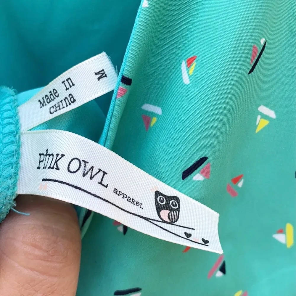Pink owl apparel Womens size medium sleeveless sailboat print teal dress - Image 11