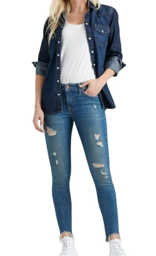Lucky Brand Ava Mid Rise Skinny Hollis Dest Chewed Hem Jeans size 8/29 - Image 2