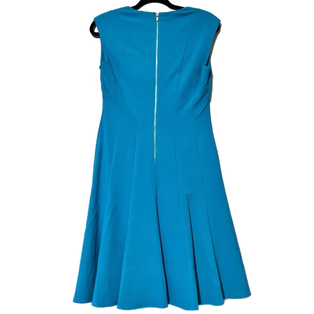 Calvin Klein women’s size 6 teal aqua a-line midi dress sleeveless lined zips - Image 3