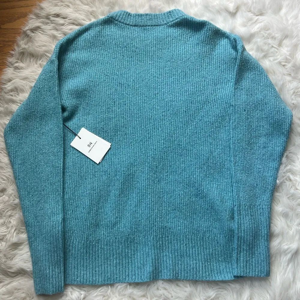 NWT Something Navy Flecked Crewneck Sweater in Teal Sicily Combo - Image 5