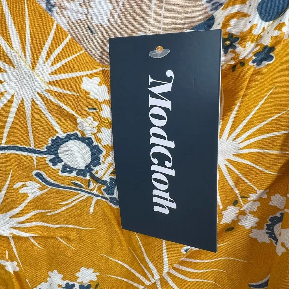 ModCloth Yellow Eyeglass Floral Dress Size Large New - Image 10