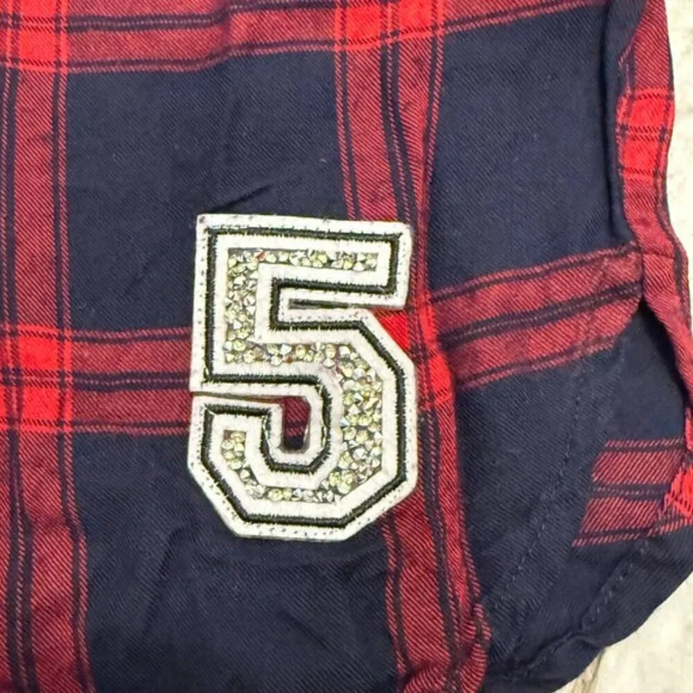 Bershka women's XS navy/red shirt sequined dress - Image 3