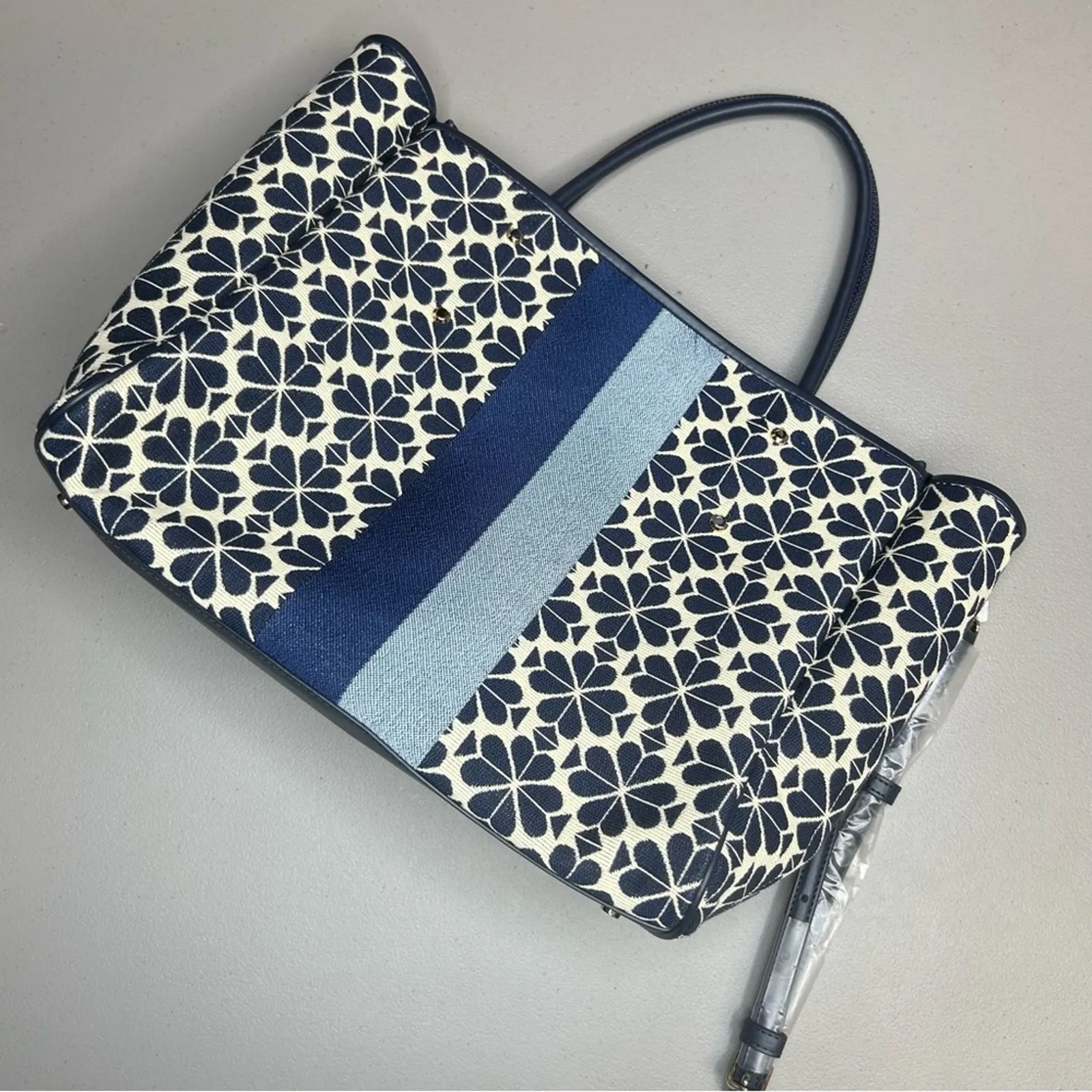 Kate Spade Floral Everything Tote Blue Medium Crossbody Strap & Top Handle NWT - Image 3