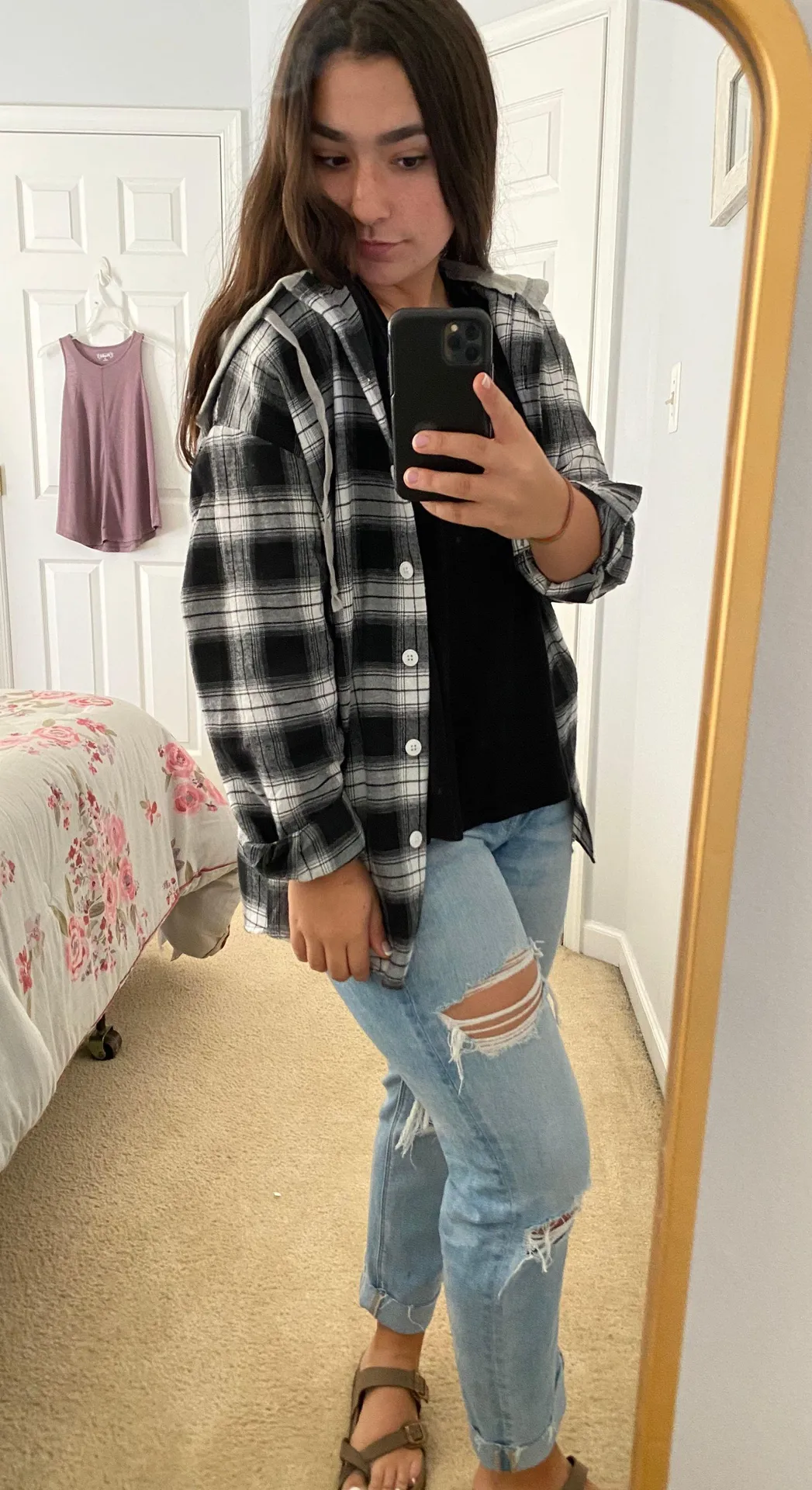SheIn flannel hoodie - Image 2