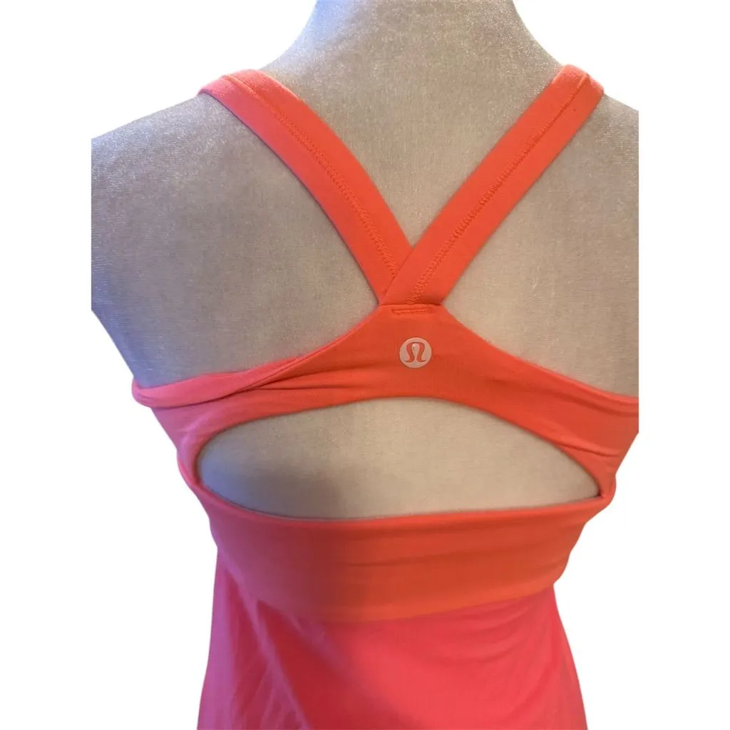 Lululemon Women's Size 6 Pink Orange Wrap It Up Tank Top Criss - Image 3