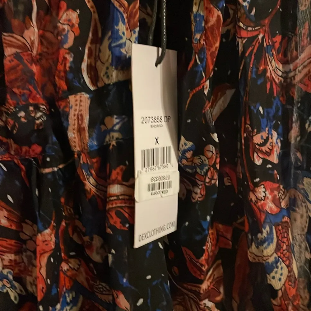 NWT Dex Plus Beautiful Floral Print Duster Cardigan Kimono Size 1X Colorful Boho Blue - Image 5