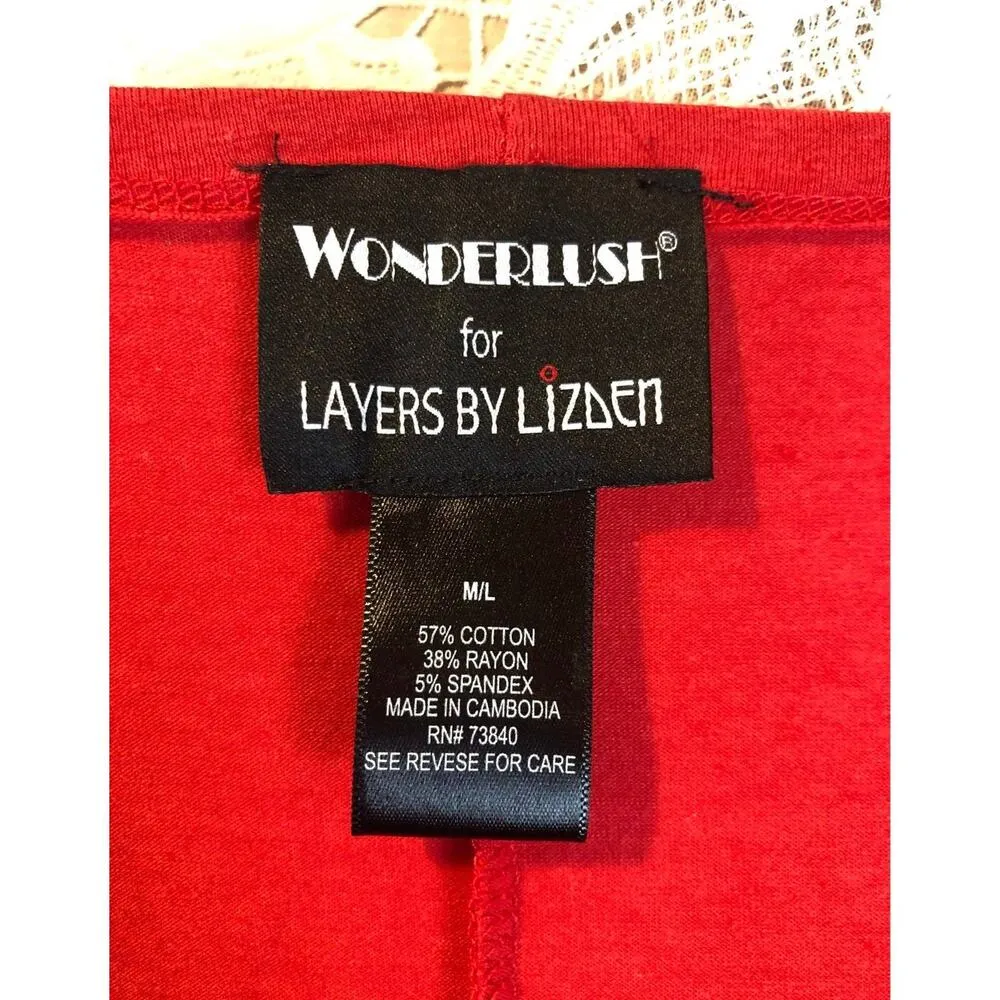 WONDERLUSH Layers by Lizden Knit Jersey Cocoon Cardigan red size medium to large - Image 10