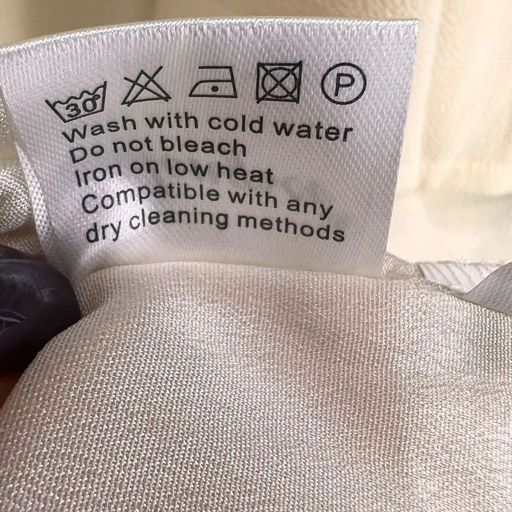 Belongsci Dress Womens L Ivory Chiffon Mini Shift V Neck Bell Sleeve Classic NEW Size L - Image 14