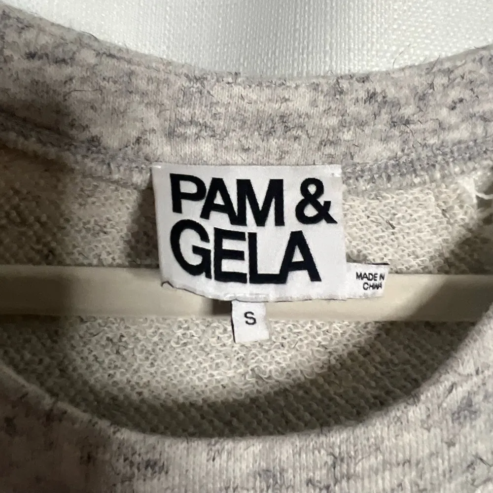 Pam & Gela Gray Lace Crochet Sleeve Dress Small - Image 7