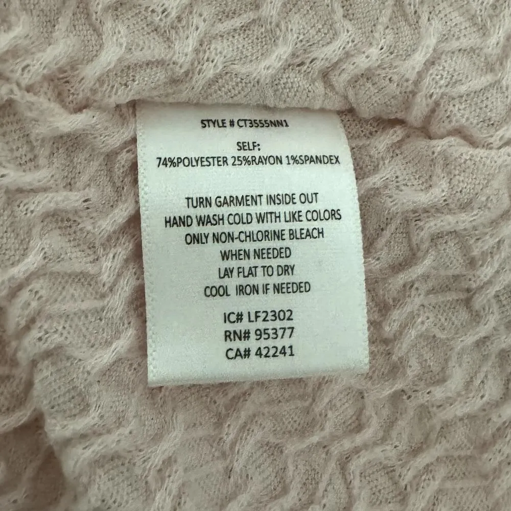 SANCTUARY Textured Knit Lettuce Edge Long Sleeve Tee Top Light Pink NWT XL - Image 8