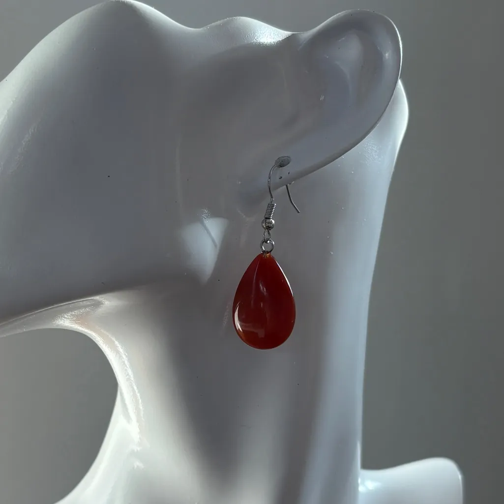Carnelian Crystal Teardrop Earrings NWT - Image 2
