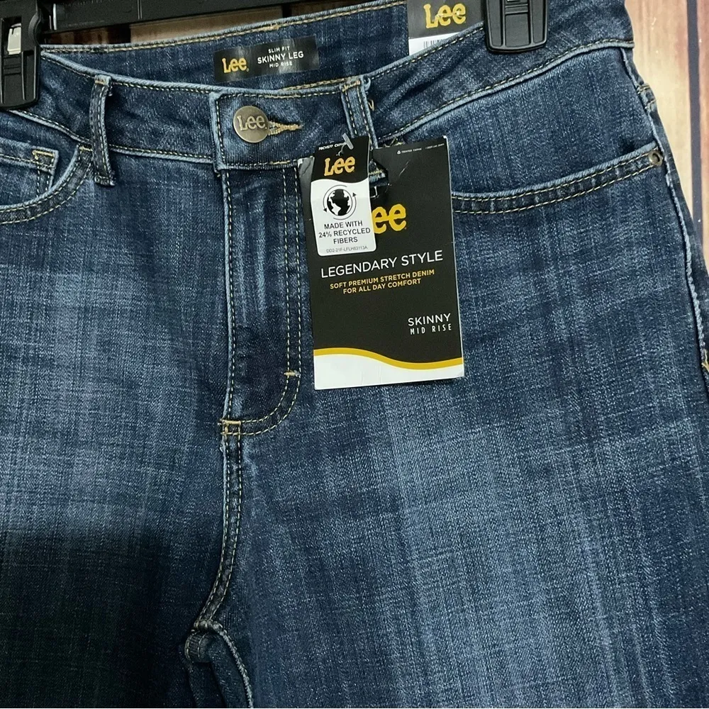 Lee Jeans Womens 8‎ Short Slim Fit Skinny Mid Rise Blue Stretch Denim 29x26 NWT - Image 8