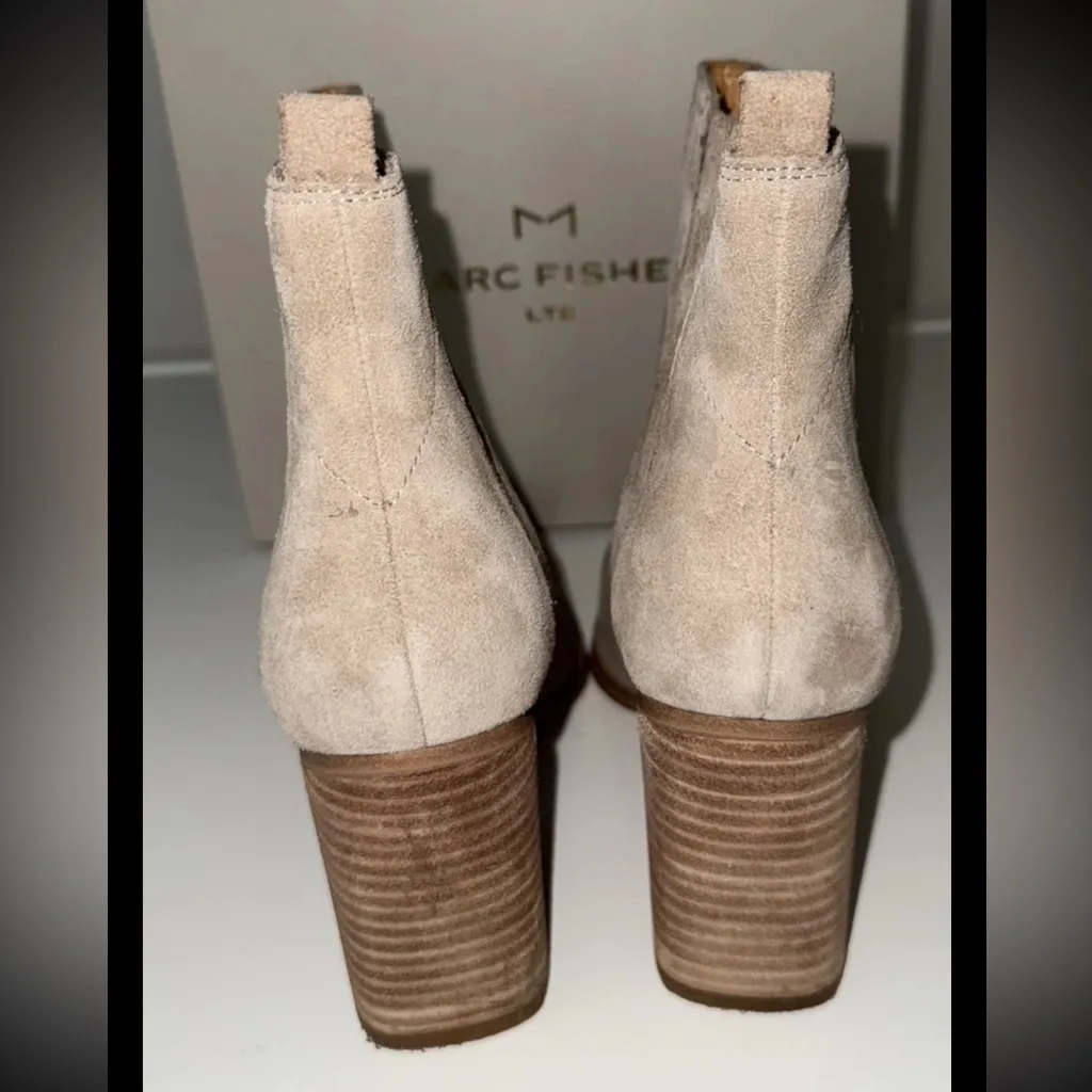 Marc Fisher ML Oshay Suede Boots Size 8 Taupe Beige Tan Light Grey - Image 4