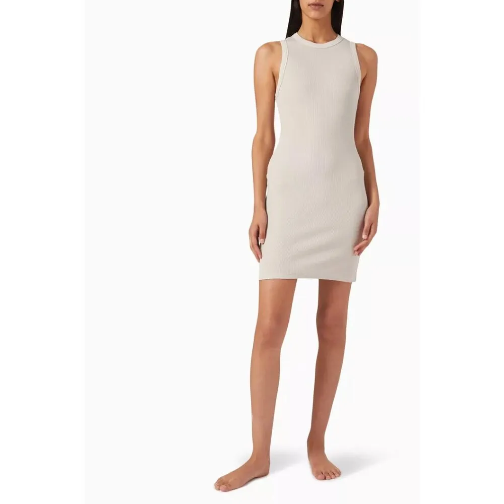 SKIMS Stretch Cotton Rib Tank Dress in Stone Size Small - Image 7