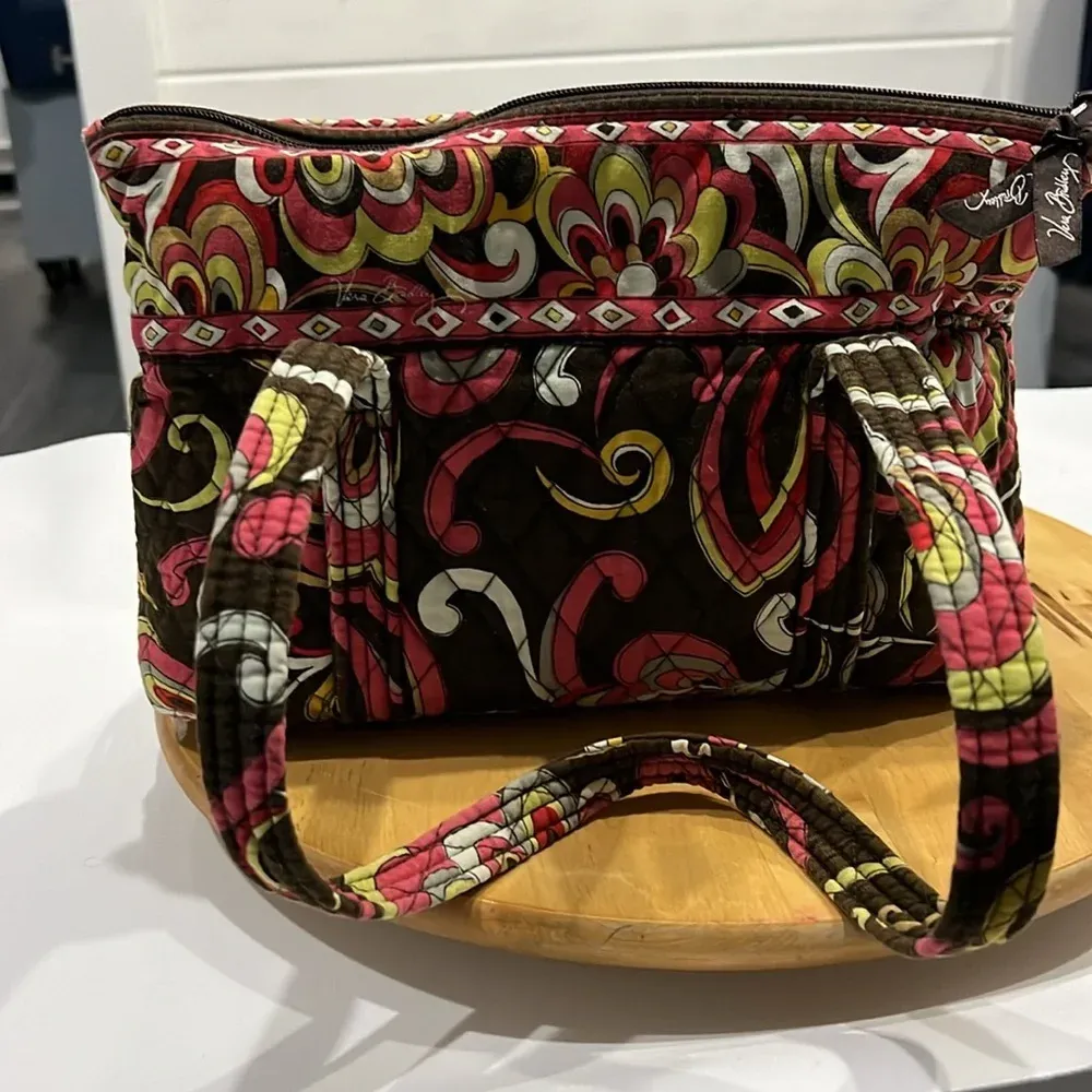 Vera Bradley Puccini Little Betsy Shoulder Bag - Brown & Pink Paisley Print - Image 3