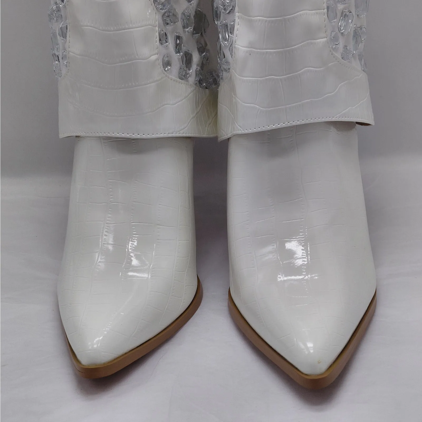Lauren Lorraine Hana Rhinestone Cowboy Boots White Western Glam Size 10 Cowgirl - Image 6