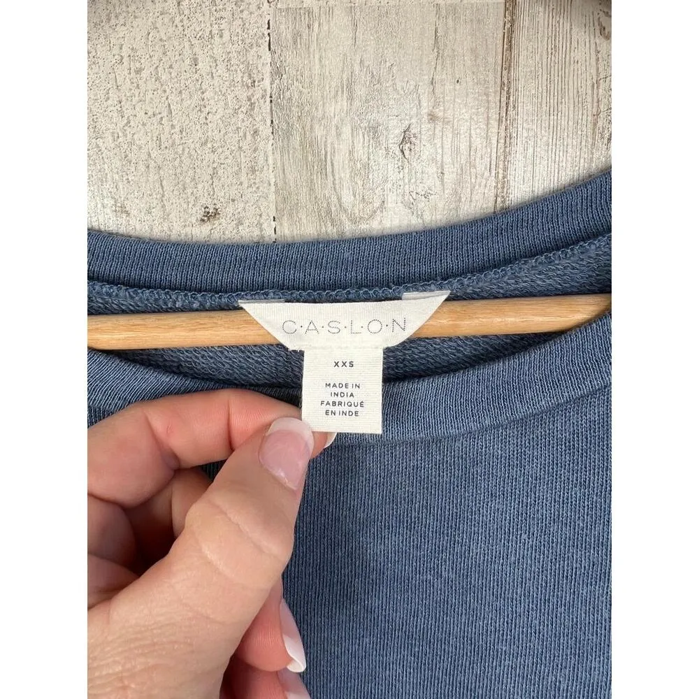 Caslon Casual Blue Dress Short Puff Sleeves Round Neck Size XXS Pockets - Image 11