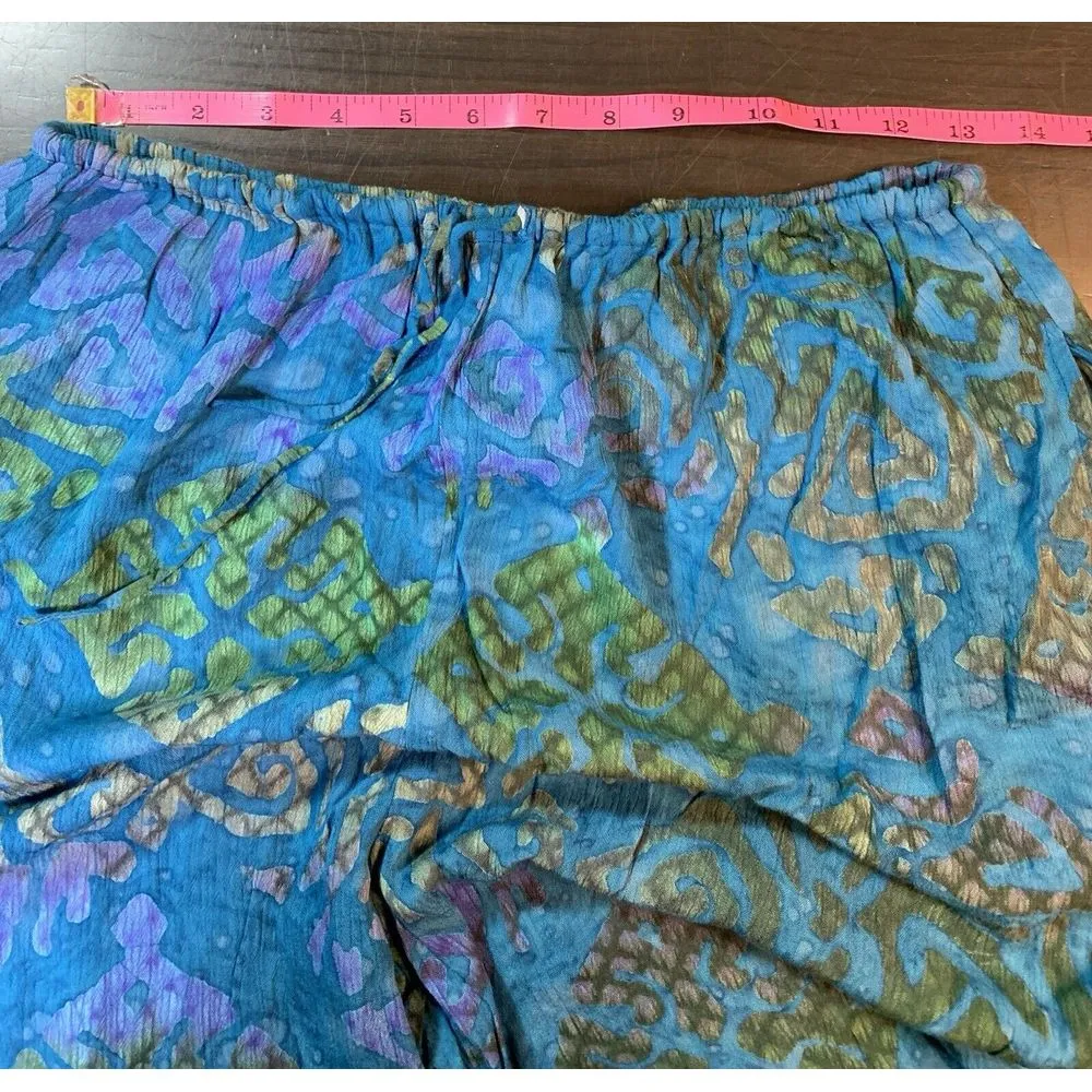 Sun Aguna Indonesia Batik Pants OS‎ Rayon Blue Beachy Vacation Travel Comfort Size undefined - Image 8