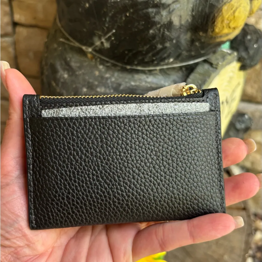 Authentic Kate Spade  pebbled Leather knot snap bifold zip Card Holder - Image 5