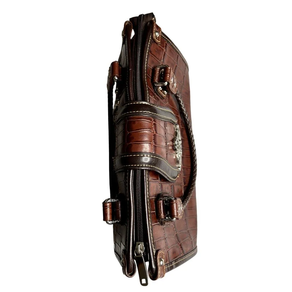 M.C. NEW vegan leather purse brown detachable cross body zip closure - Image 3
