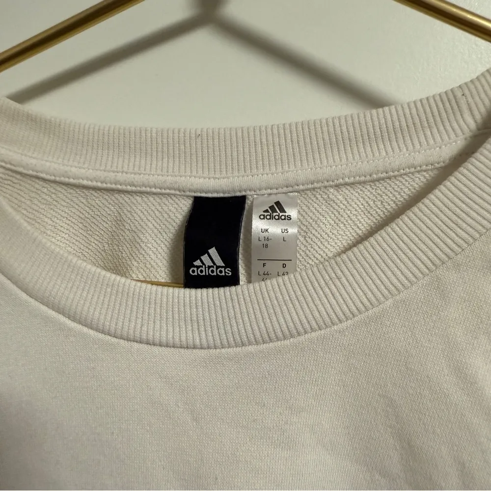 adidas Women's HyperSport Colorblocked Pullover Sweatshirt White Black - Image 2